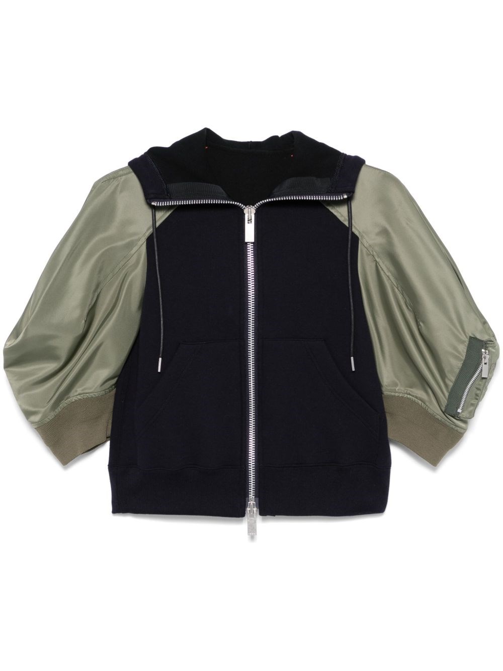 Sacai Cotton And Nylon Zipped Hoodie