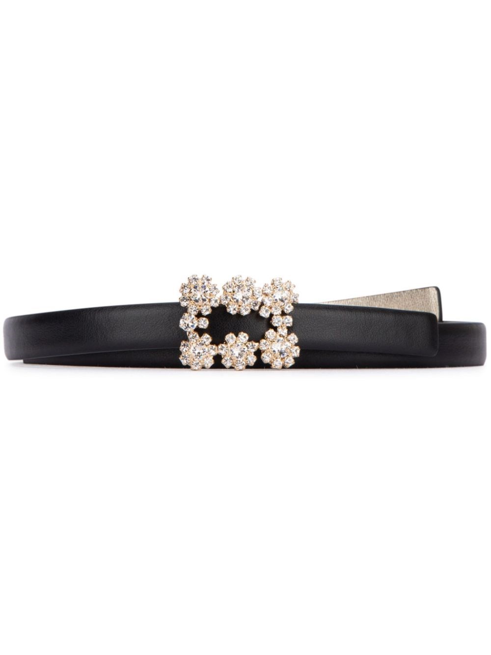 Roger Vivier Flower Strass Buckle Leather Belt
